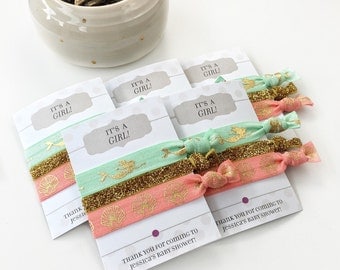 Mermaid Baby Shower Favors, Unique Baby Shower Favors Girl, Mermaid Baby Shower Decorations, Coral and Mint Baby Shower, Hair Tie Favors