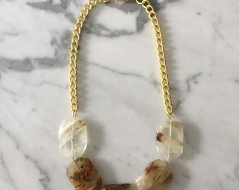 Tortoise and Gold Statement Necklace