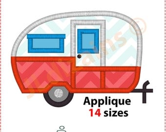 Camper Applique Design. Camper embroidery design. Travel trailer applique design. Travel trailer embroidery design Machine embroidery design