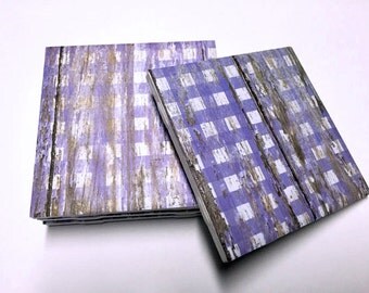 Purple Checkered Coasters - Purple Home Decor - Rustic Home Decor - Drink Coasters - Tile Coasters - Ceramic Coasters - Table Coasters