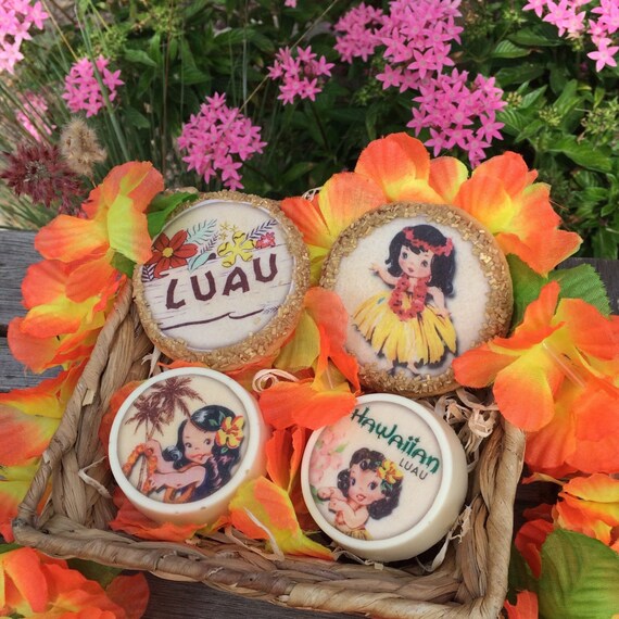 Edible Vintage Hawaiian Hula Girl Wafer Paper Cookie Cupcake