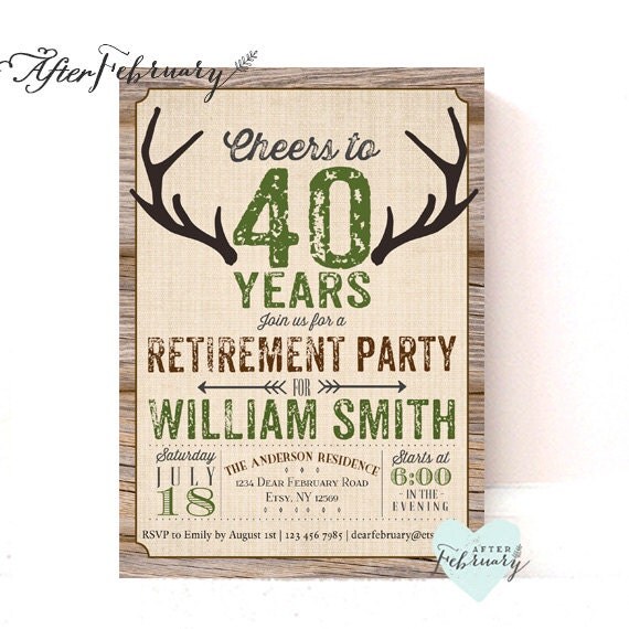 Retirement Invitation // Antlers Deer Hunter Retirement Party