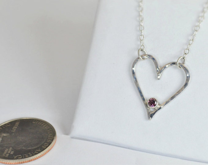 Alexandrite Heart Necklace, Sterling Silver, Mothers Necklace, June Birthstone Necklace, Alexandrite Necklace, Mother Necklace, Pendant