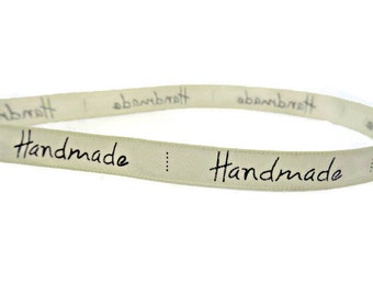 ribbon with handmade, yard cream ribbon,sewing labels, sewing supplies, clothes labels, clothes tags, uk ribbon supplies,
