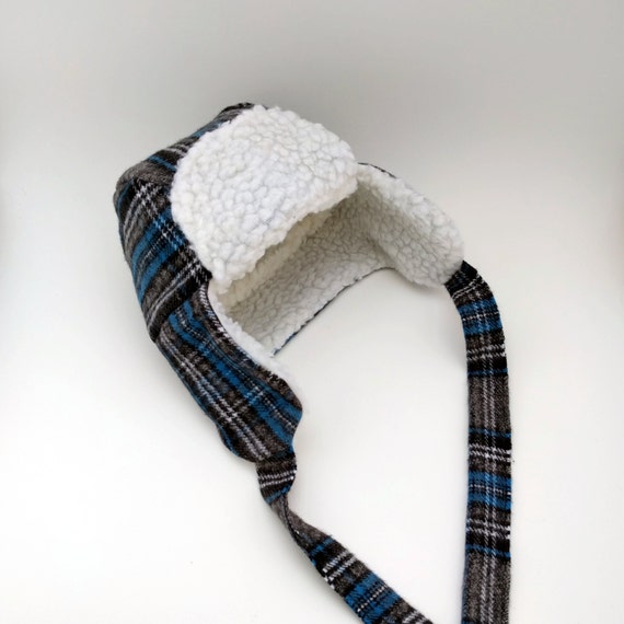 Baby & Toddler Trapper Hat Blue Grey Plaid Trapper Hat