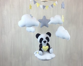 Baby mobile - panda mobile - cloud babies collection - cloud mobile - star mobile - panda bear - gender neutral