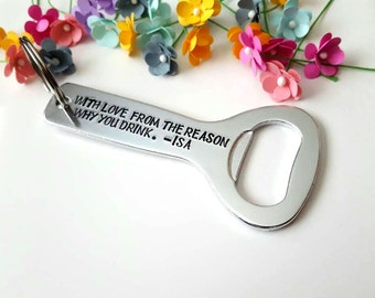 Bottle Opener Keychain, Personalizable Bottle Opener, Gifts for Husband, Anniversary Gifts for Him, Boyfriend Gift, 1 Year Anniversary Gift
