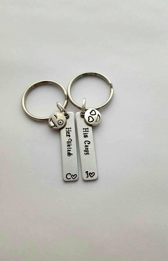 His Crazy Her Weirdo Keychains Couples By Caligirlcustoms On Etsy 