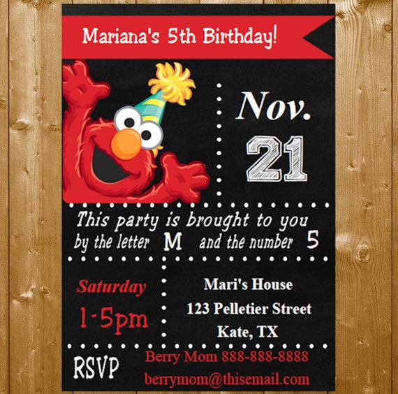 diy greeting card for birthday Party DOWNLOAD Invitations Invitation Elmo INSTANT Elmo