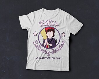 Delivery Service, Tee Shirt, Unisex Top, Anime, Studio Ghibli, Kiki's Delivery Service, Jiji, Hayao Miyazaki, Witch, Fying, Black Cat