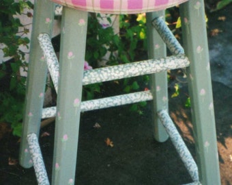 flower bar stool, hand painted bar stools, kids bar stools