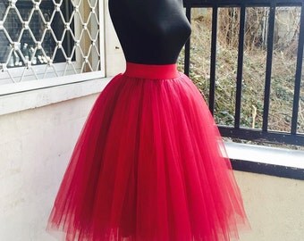 Tulle Skirt, Tulle Skirt Woman, Red Tulle Skirt, Womens Skirt, Red Tutu Skirt, Red Wedding Skirt, Dance Skirt, Classic Skirt,Boho Chic Skirt