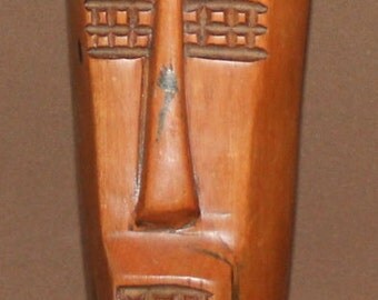Vintage Hand Carved Wood Wall Plaque Mask