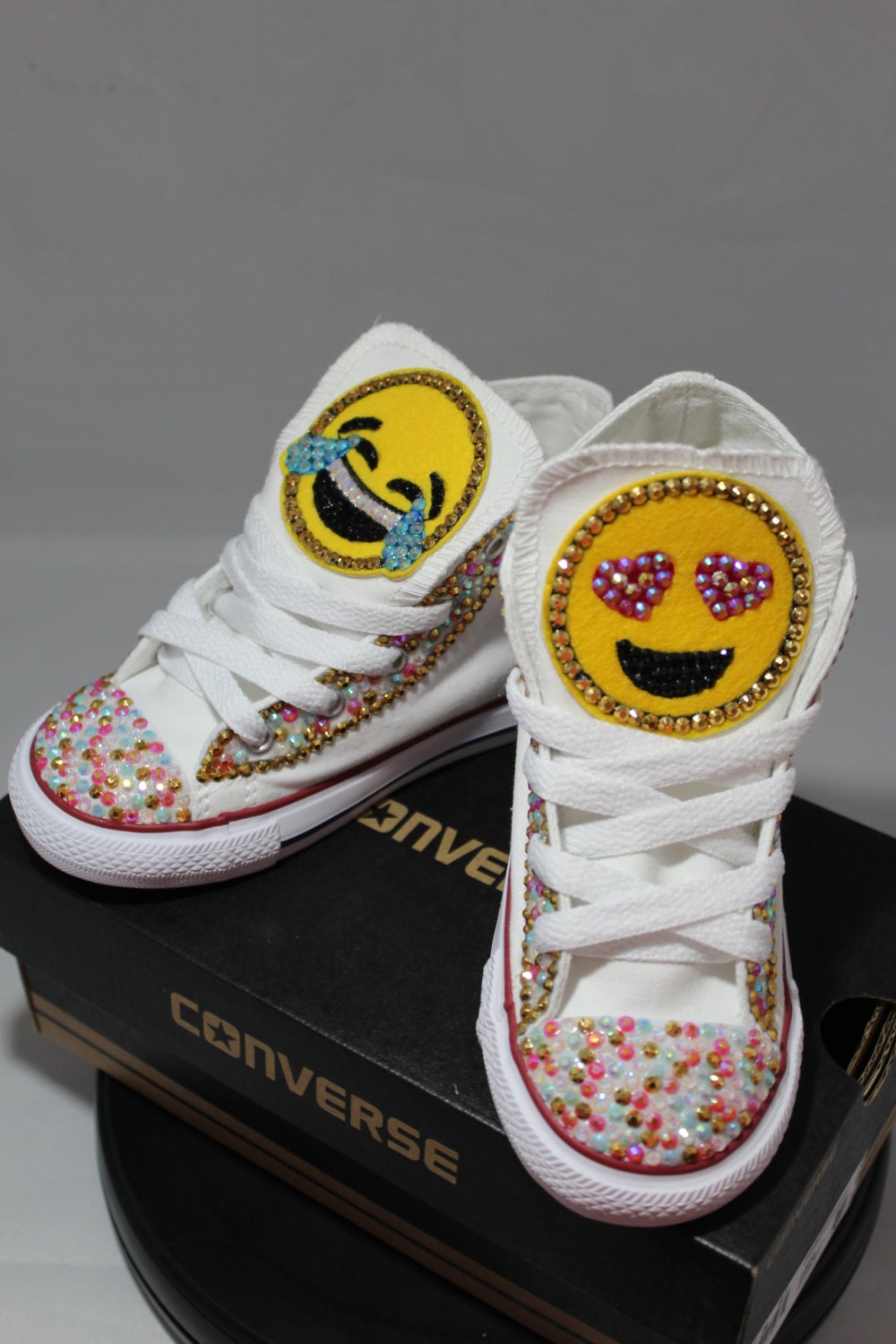 Girls Custom Bling Emoji Converse SneakersEmoji Minnie