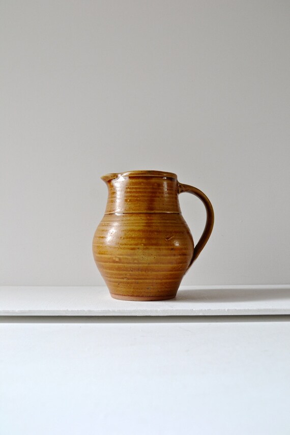 Studio pottery pitcher handmade in cornwall