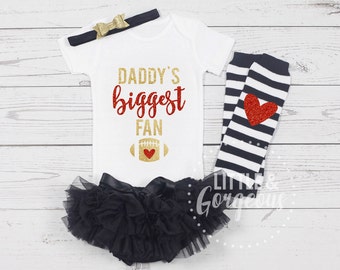Football Onesie, Football Outfit, Daddys Biggest Fan, Football Shirt, Thanksgiving Outfit, Girls Fall, Halloween, Pumpkin Spice, ONESIE ONLY
