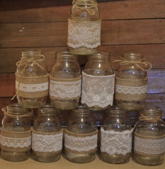10 Burlap Mason Jar Sleeves DIY Wedding Decorations Rustic 10 Burlap Mason Jar Sleeves DIY Wedding Decorations Rustic
