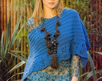 Crochet poncho PATTERN, asymmetric boho poncho crochet pattern, CHART and basic instructions in English, charts are not described in words!
