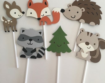 Woodland Animals Cupcake Toppers | Woodland Party Decor | Woodland Critters | Woodland Cupcake Toppers | Animal Party Decor
