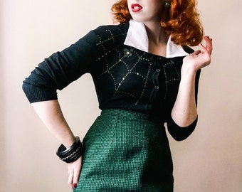 Spider web Cardigan size S,M,L,XL,2XL,3XL Sweater in Black Vintage inspired By MISCHIEF MADE
