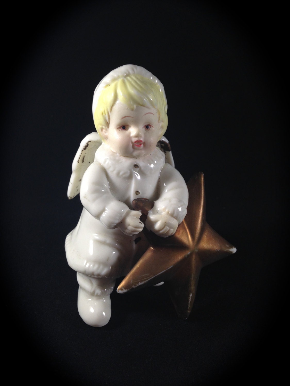 Porcelain Christmas Angel Figurine Angel with Star Vintage