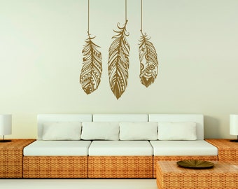 Feather Wall Art feather wall decal vinyl sticker dream catcher tribal decor Feather Wall Art feather wall decal vinyl sticker dream catcher tribal decor