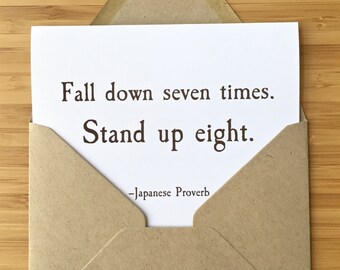 Encouragement Card with Japanese Proverb - inspirational card, recovery card, get well card, cancer card, rehab card, relapse card