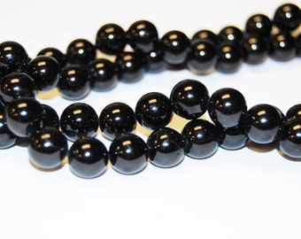 Natural Black Tourmaline Round Loose Beads Size 4mm/ 6mm/8mm/ 10mm/12mm. 15.5'' Long Per Strand.R-S-TOU-0333