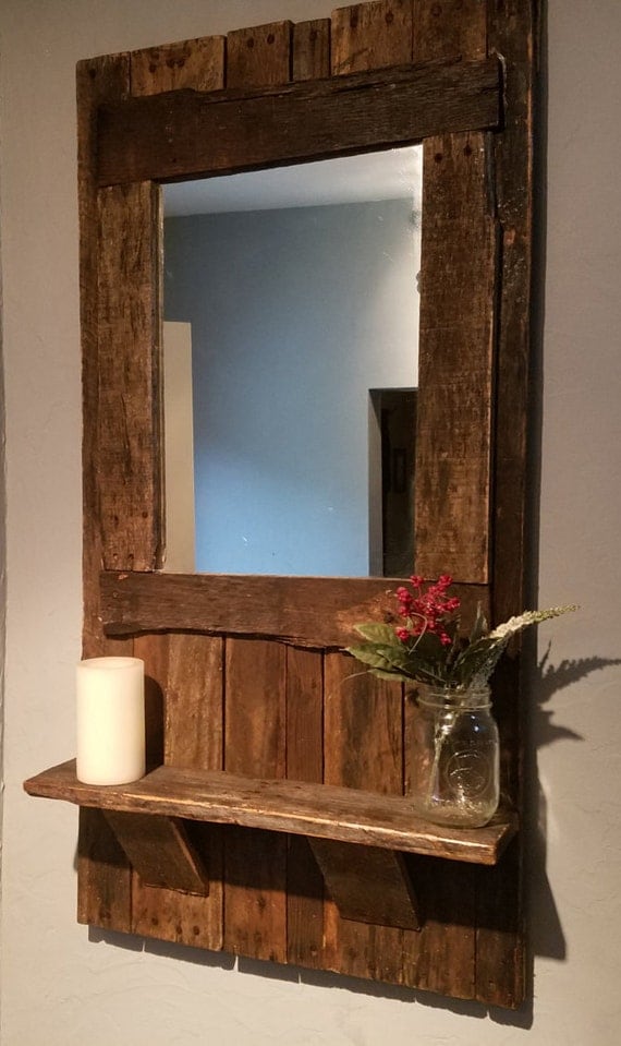 Rustic mirror and shelf