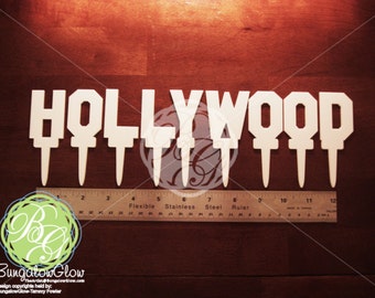 HOLLYWOOD Sign Cupcake Topper Set, Hollywood Sign Cake Topper Set, Hollywood Sign Cakescape, Hollywood Sign Replica