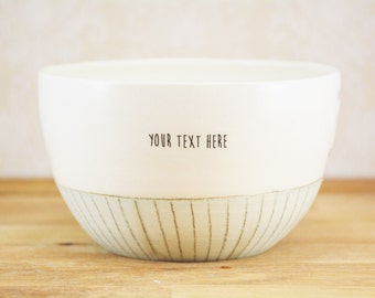 Customized ceramic bowl. Custom cafe au lait bowl, pastel and geometric patterns. Personalized ceramic bowl.