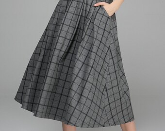 Wool skirt, plaid skirt, Maxi skirt, long skirt, Gray skirt, Long wool skirt, winter skirt, womens skirts, Ladies skirts, Circle skirt 1379