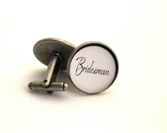 Bridesman, Man of Honor Gift, Team Bride, Wedding Party Gift, Wedding Cufflinks, Groomsmen Cufflinks, Personalized Wedding Cufflinks,
