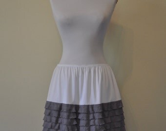 Gray Tiered Ruffle Trim - Slip Extender - XS S M L XL 2XL