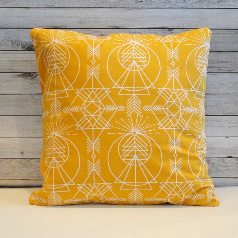 Minimalist gold yellow Aztec style pillow. 1 cover for 20x20