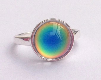 Mood Ring Sterling Silver 925 - 12 mm Quality Mood Stone