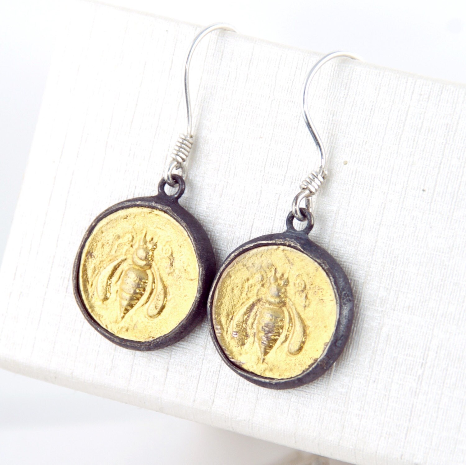 Ancient Coin 18K gold 925 Sterling Silver Earrings