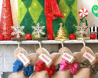 CHRISTMAS STOCKING, PERSONALIZED Cat Christmas stocking, Pet Stocking, Fish Stocking, Stocking for Pet Lovers, Burlap Rustic Stocking
