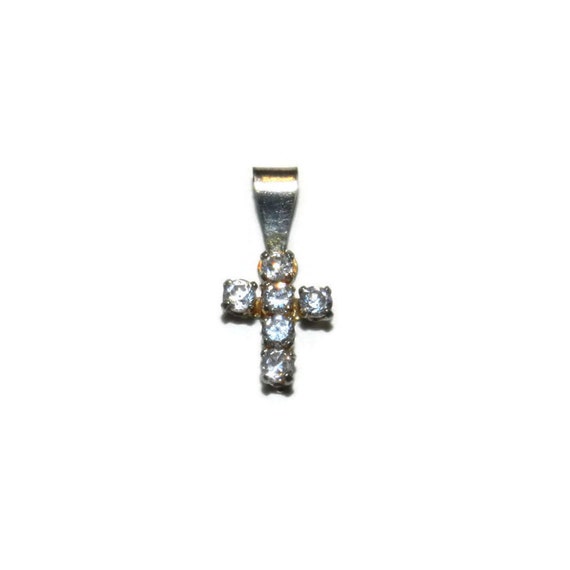 Items similar to Sterling Silver CZ Cross Charm, 925 Cubic Zirconia ...