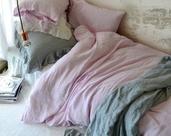Dusty Pink stonewashed linen quilt/duvet cover. Limited edition. Pure linen bedding. All sizes