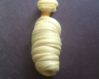 Doll Hair Weft/ Doll Wig DIY/ BJD Doll Hair - Curly Cream White Blonde #88
