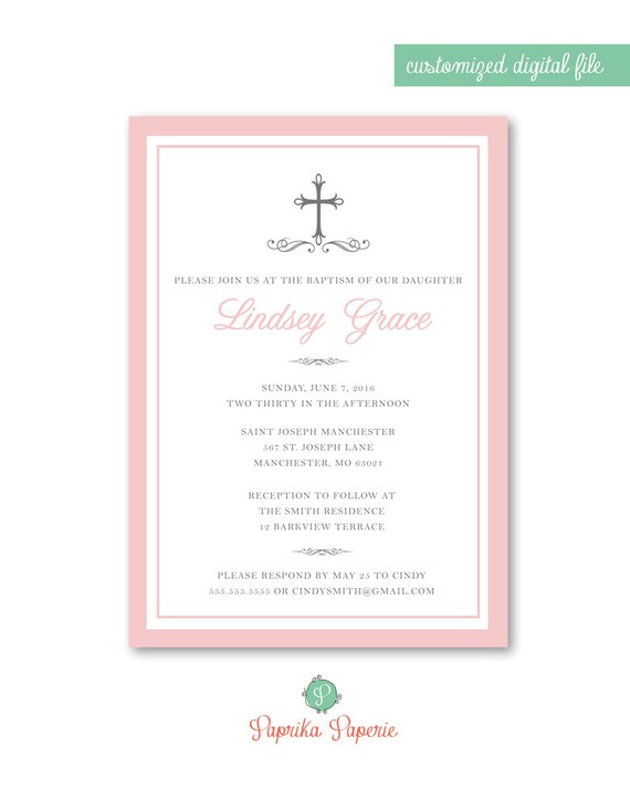 Digital Invitation Baptism Christening by PaprikaPaperie on Etsy