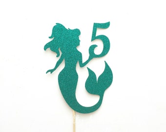 Glitter Mermaid Birthday Cake Topper, Mermaid Cake Topper, Mermaid Birthday Topper, Mermaid Topper, Girl Party Topper, Of the Sea Topper