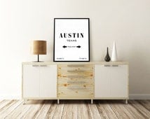 Unique austin map related items | Etsy