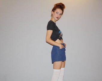 Vintage 1970s Rare Levis for Me L Orange Tab Dark Wash Denim Jean Short Shorts Hot Pants - Vintage 70s Booty Shorts - wb0470