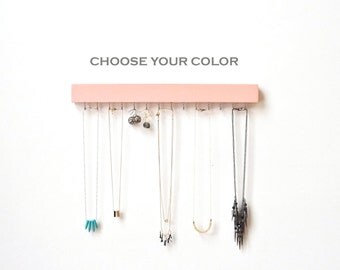 Jewelry Organizer Wall - Jewelry Holder - Necklace Holder - Earring Holder - Wood Necklace Hanger - Necklace Storage - Modern - Minimalist