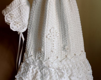Crochet Christening Gown Pattern Crochet Baptism Gown Pattern Blessing Dress Pattern Crochet Bonnet Pattern Serenity Sizes Preemie - 12 mos