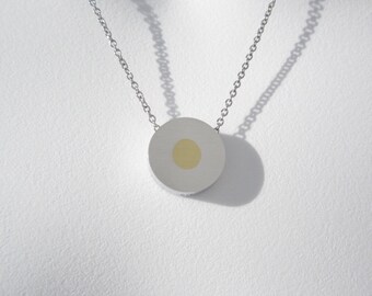Brass Dot Pendant Necklace – Mixed Metal Necklace – Minimalist Contemporary Jewelry Design