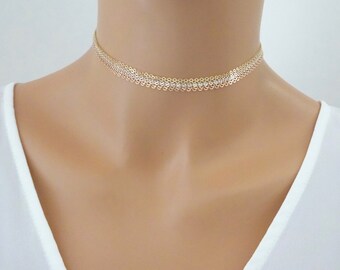 Choker Necklace, Dainty Choker Necklace, Bohemian Choker Necklace, Gold fill Tattoo Necklace in Sterling Silver or Gold Filled