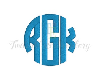 Machine Embroidery Circle Monogram Font In 5 Sizes , 0009